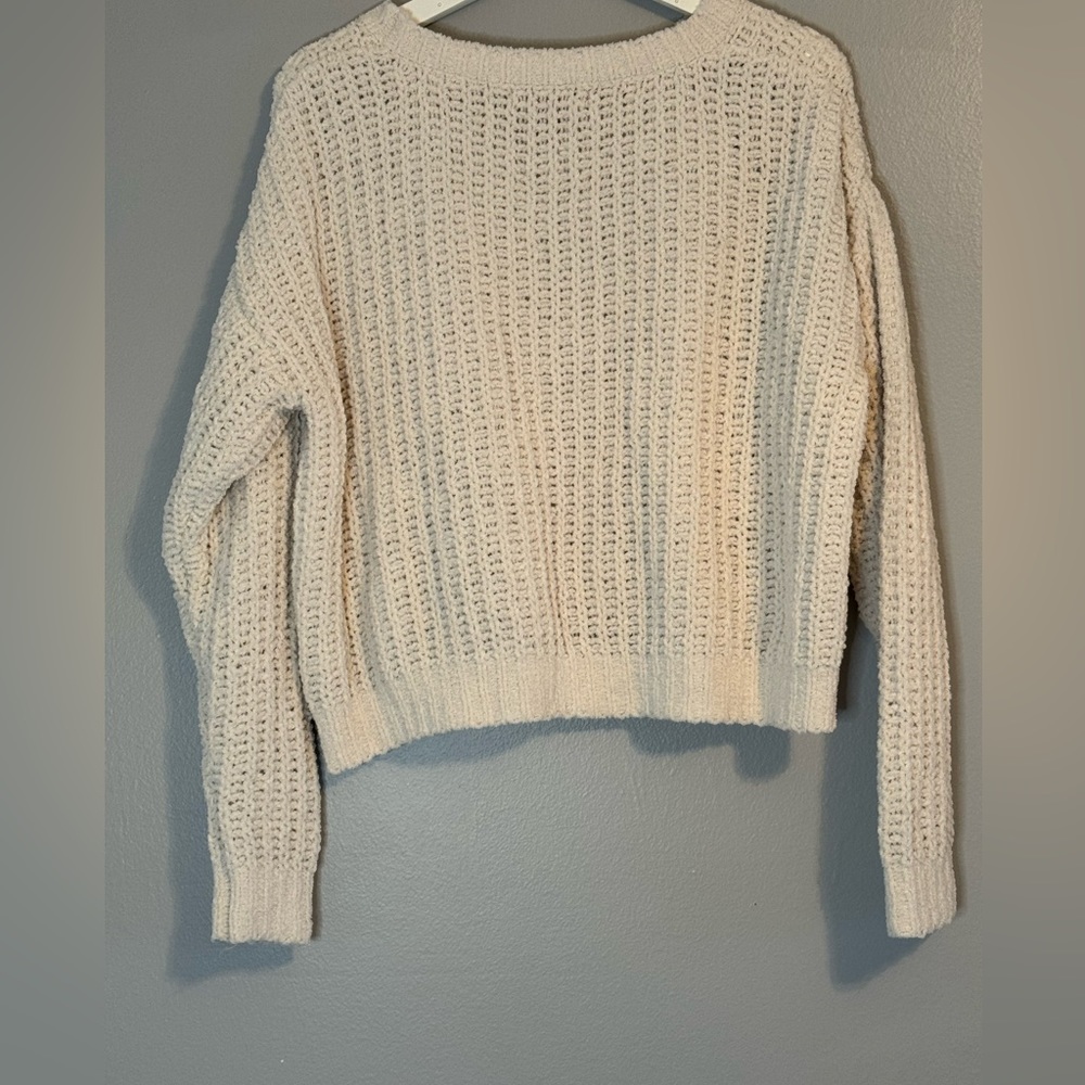 Love Tree Cropped Fuzzy White Sweater Size: S - Picture 2 of 3